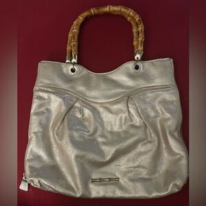 Elaine Turner Gold Purse With Bamboo Handles
